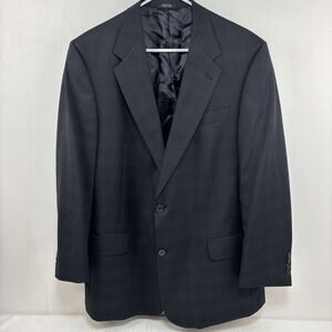 Hart Schaffner Marx Men's Black Windowpane Plaid Blazer Size 44L Suit Jacket